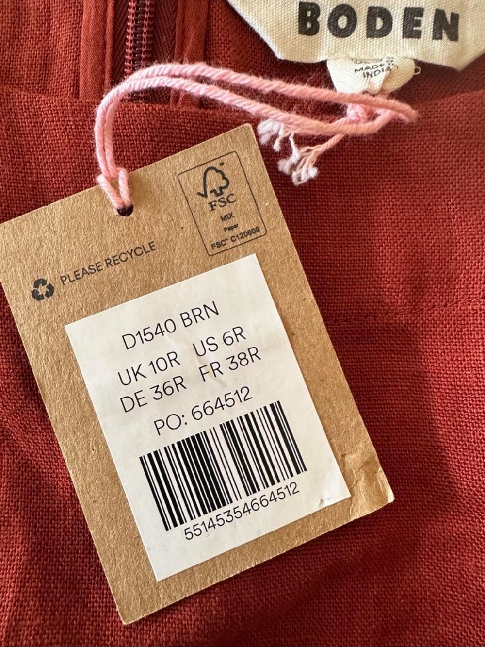 Boden 100% Linen Belted Maxi Dress Rust Terracotta Pockets NWT US 6 Minimalist - Picture 6 of 8